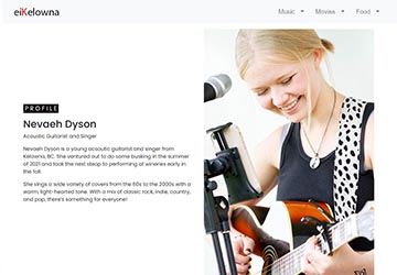 Screenshot of Nevaeh Dyson Profile on eiKelowna